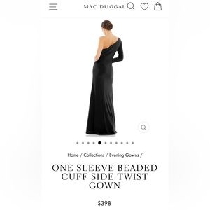 Mac Duggar one sleeve long gown with slit